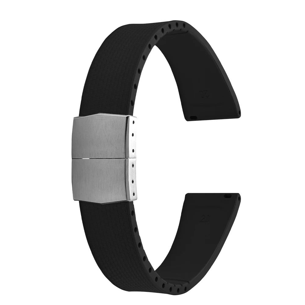 Cinturini per orologi in gomma Delugs CTS Fkm da 20 mm con fibbia a farfalla, 4 colori, texture unica, cinturino per orologi a sgancio rapido per orologi di marca