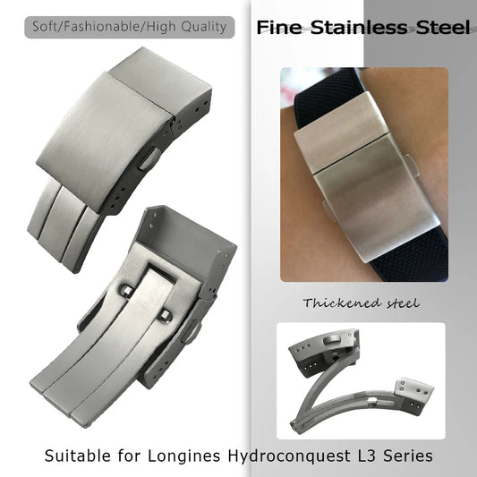 Fibbia deployante in acciaio inossidabile 316L spesso 19mm, per cinturino Longines in gomma, cinturino Hydroconquest L3, chiusura a farfalla pieghevole
