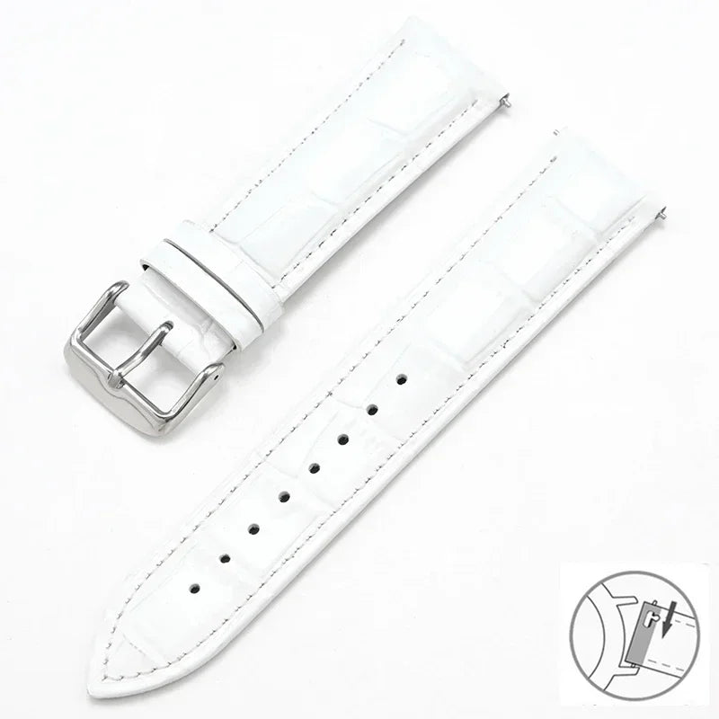 Bracelet en cuir véritable de vache pour Seiko Tissot, bracelet de montre universel à dégagement rapide 12 13 14 15 16 17 18 19 20 21 22 23 24 26mm