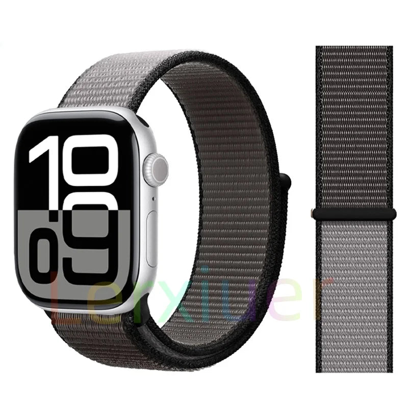 适用于 Apple Watch 46mm 44mm 45mm 40mm 41mm 42mm 的尼龙回环表带，适配 iWatch 系列 11 10 9 SE 8 7 6 5 4 Ultra 3 2 49mm