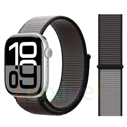适用于 Apple Watch 46mm 44mm 45mm 40mm 41mm 42mm 的尼龙回环表带，适配 iWatch 系列 11 10 9 SE 8 7 6 5 4 Ultra 3 2 49mm