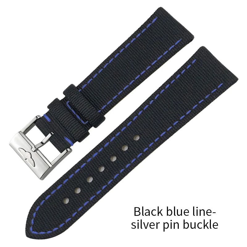 Bracelet de montre en cuir et nylon épais de qualité, 21mm 22mm, pour Breitling Avenger CHRONOMAT NAVITIMER SUPEROCEAN, bracelet de montre à fond jaune