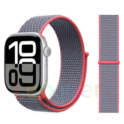 适用于 Apple Watch 46mm 44mm 45mm 40mm 41mm 42mm 的尼龙回环表带，适配 iWatch 系列 11 10 9 SE 8 7 6 5 4 Ultra 3 2 49mm