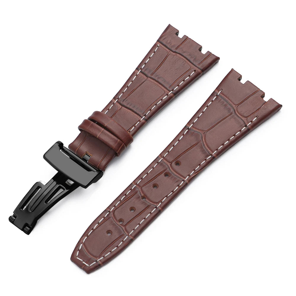 Soft Cowhide Leather Watch Strap for Audemars Piguet Royal Oak Offshore AP 15400 15703, Sweat Resistant, for Men and Women, Folding Buckle