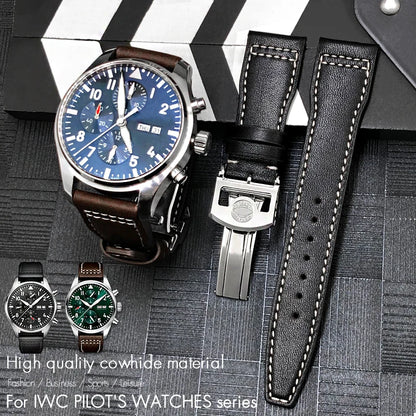 Cinturino di ricambio in pelle di vitello per orologio IWC Pilot, cinturino con fibbia déployante, cinturini da uomo, 20mm, 21mm, 22mm, PORTOFINO Mark18