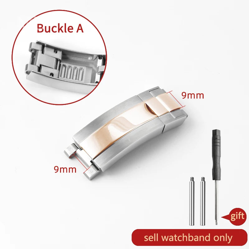 Original folding clasp in 904L stainless steel, for Rolex watch, frosted brushed silver, new Version Submariner 9x9 9x16mm