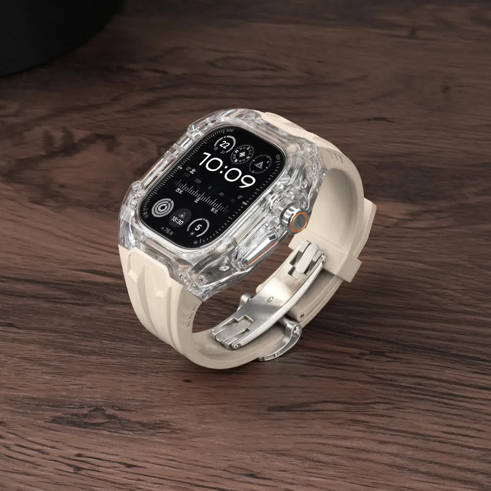 Modification Kit for Apple Watch Ultra 2 10 9 8 7 6 5 4, Sport Silicone Strap + Case for IWatch 44mm 45mm 46mm 49mm