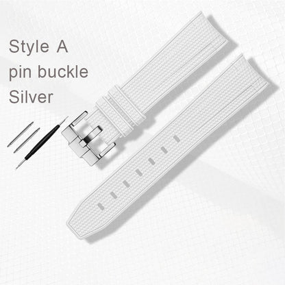 White rubber watch strap for Omega X Swatch, MoonSwatch, Constellation, waterproof, sport, watch band, curved end band, 20mm