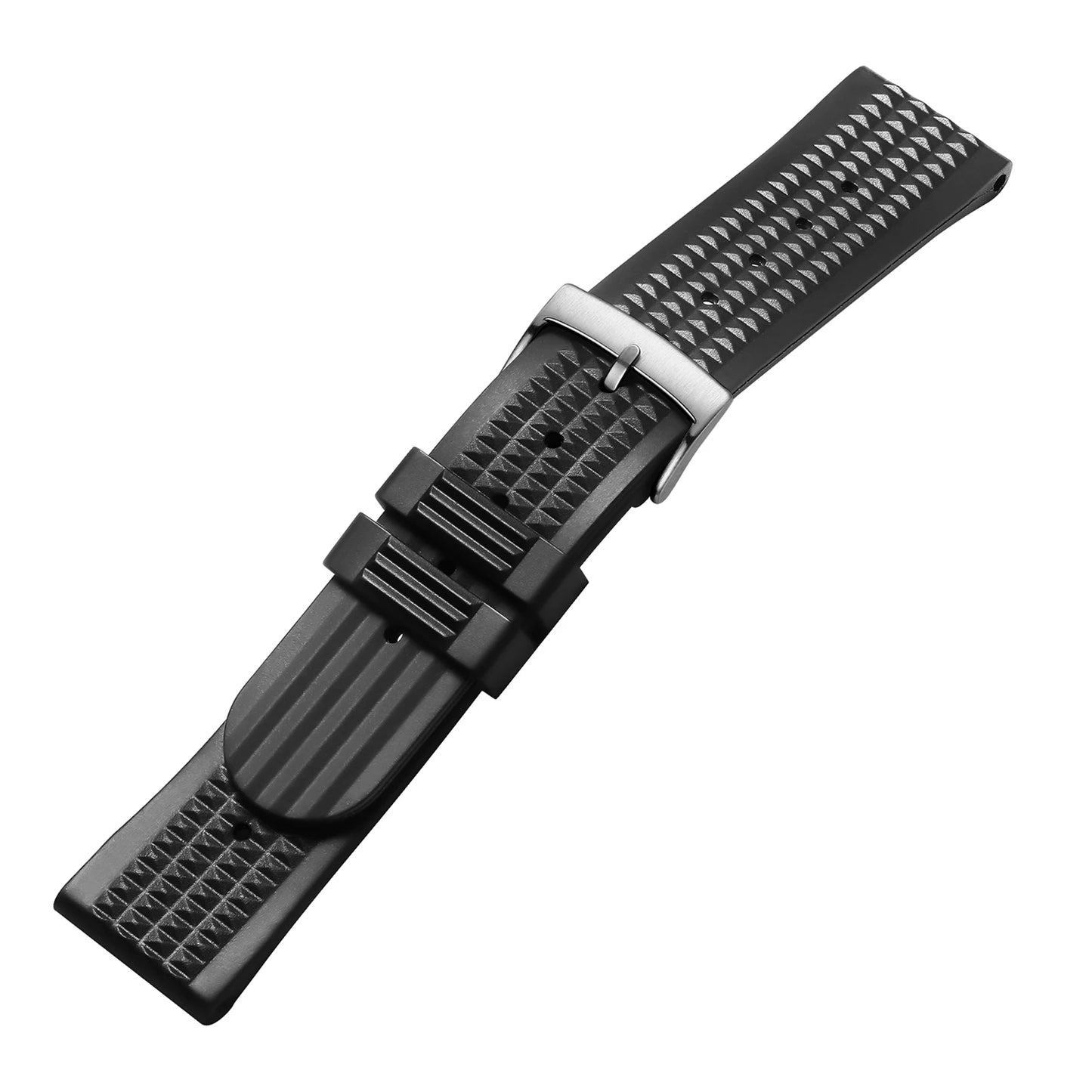 Universal men's soft rubber waffle-pattern watch strap, waterproof diver's watch band for 20mm