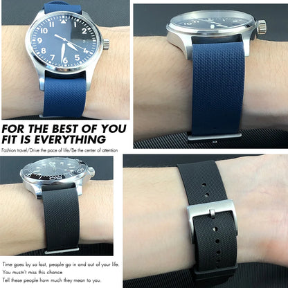 Bracelet de montre en caoutchouc fluoré souple FKM, 19mm 20mm, pour Omega Seamaster IWC Pilot Tudor Black Bay marron vert bleu gris