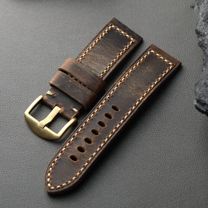 Cinturino in vera pelle di alta qualità, cinturino in bronzo, 20 22 23 24 26MM, cinturino spesso in pelle bovina da uomo, strato superiore italiano