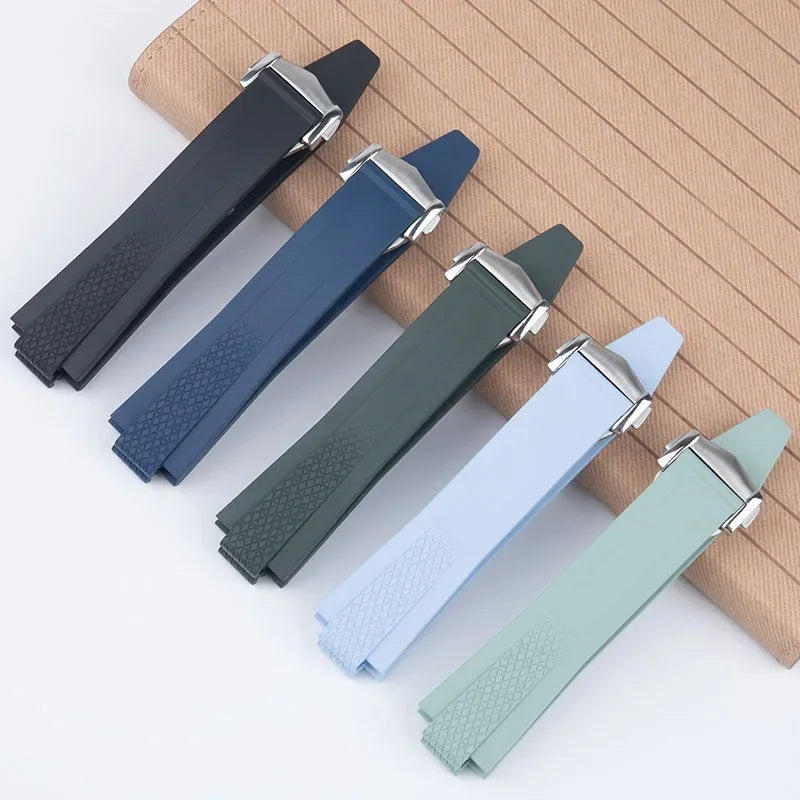 Bracelet de montre en caoutchouc fluoré FKM souple de qualité supérieure pour bracelet Longines HydroConquest GMT V.H.P. Étanche 22 mm pour cadran 41/42 mm