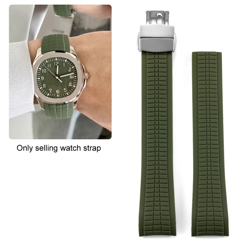 Bracelet de montre 21mm pour Patek - Caoutchouc Premium - Boucle Déployante