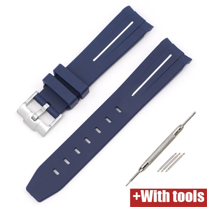 Curved End Rubber Strap for MoonSwatch, 20mm, for Men and Women, Waterproof Sport Watch Band