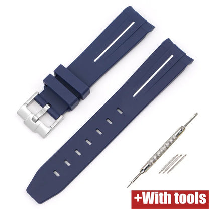 Curved End Rubber Strap for MoonSwatch, 20mm, for Men and Women, Waterproof Sport Watch Band