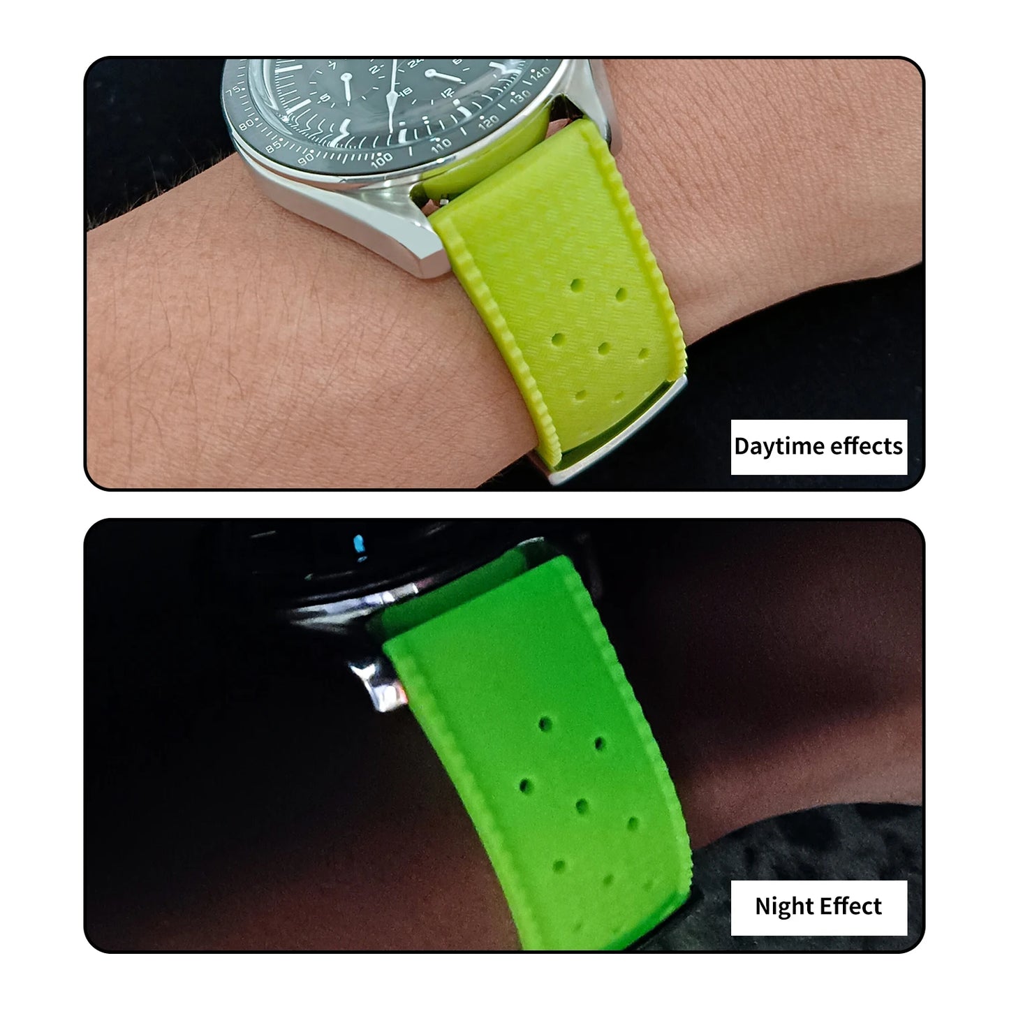 New Luminous Tropical FKM Rubber Watch Band 20mm 22mm Luminous Quick Release Smart Watch Band Sport Strap for Omega