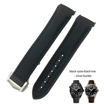 Cinturino per orologio da uomo in gomma nylon, cinturino in silicone, compatibile con Omega Seamaster 300, Moonwatch, Planet Ocean, 20mm, 21mm, 22mm, 19mm
