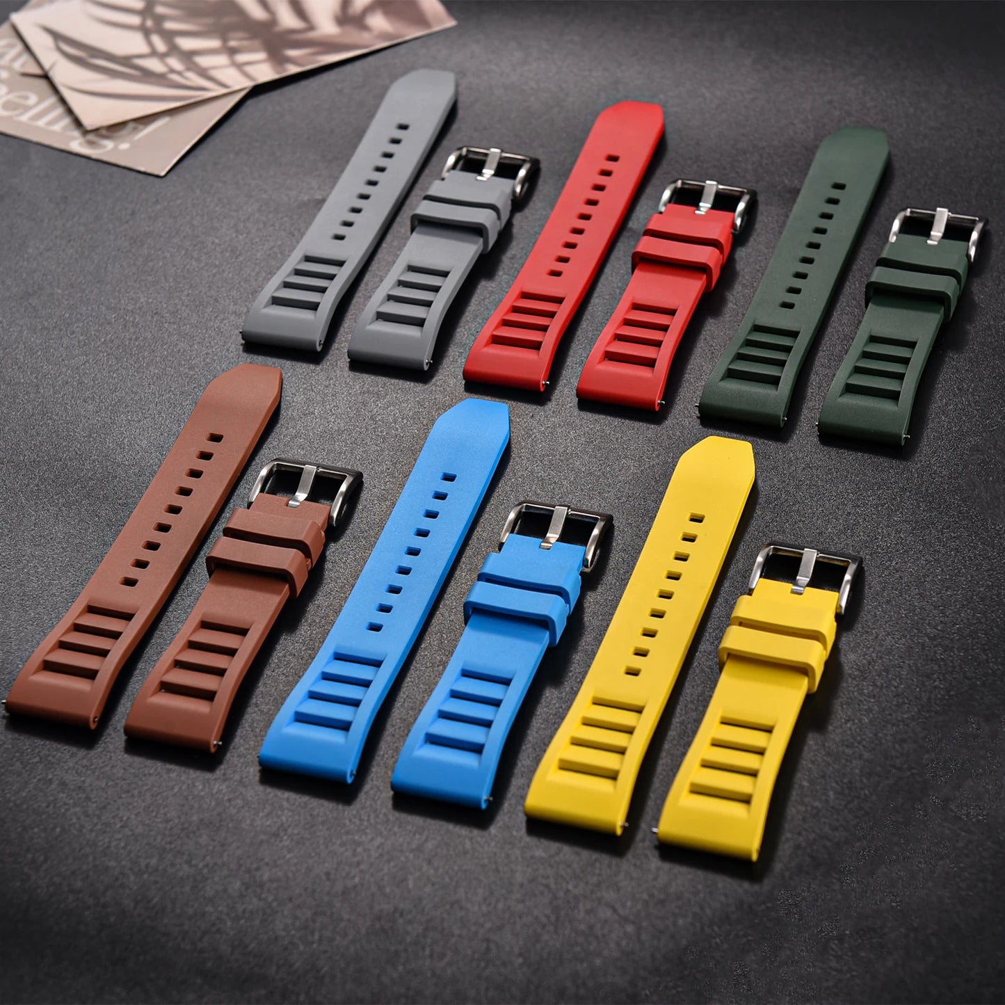 Bracelet de montre en caoutchouc FKM 20mm 22mm, souple, étanche, pour Huawei, Samsung, Seiko, Omega, avec attache rapide