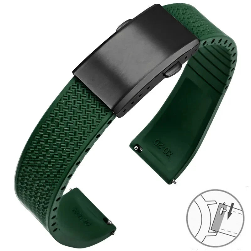 Bracelet montre Racing / Aviateur en caoutchouc Premium - Rapide, Boucle Déployante - A Découper