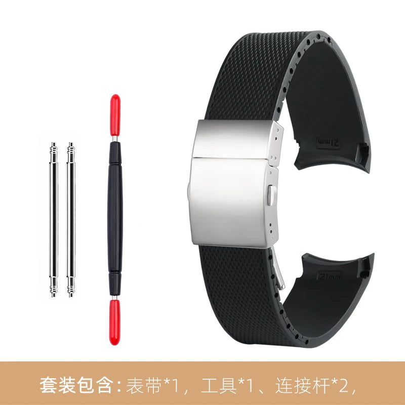 Rubber and silicone watch strap, 21mm, for Longines, Quest, Hydroquest, L3, waterproof belt, folding buckle, accessories