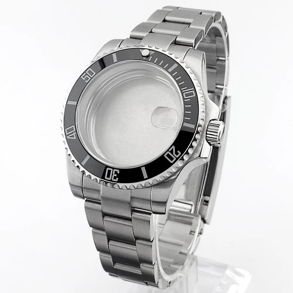    40.5mm sous-montre verre saphir boîtier en métal ajustement NH35/36/38 mouvement ajustement 28.5mm cadran pièces de montre accessoires boîte de montre bande