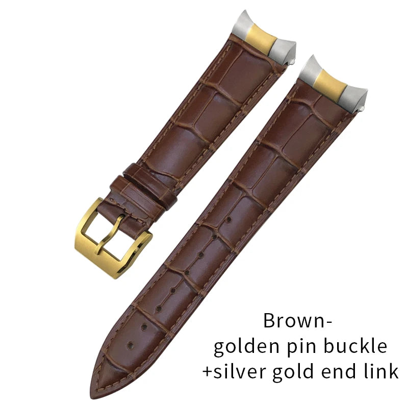 Curved End Genuine Leather Watch Strap, Crocodile Pattern Cowhide Metal Link for Tudor Black Bay 1958 20mm 22mm, Watch Band Tools