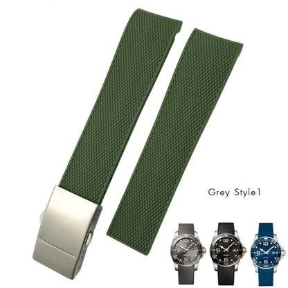 Cinturino per orologio in gomma di alta qualità, 19 mm 20 mm 21 mm 22 mm, adatto per Longines Hydroconquest L3 780 781 782 841, cinturino in silicone impermeabile