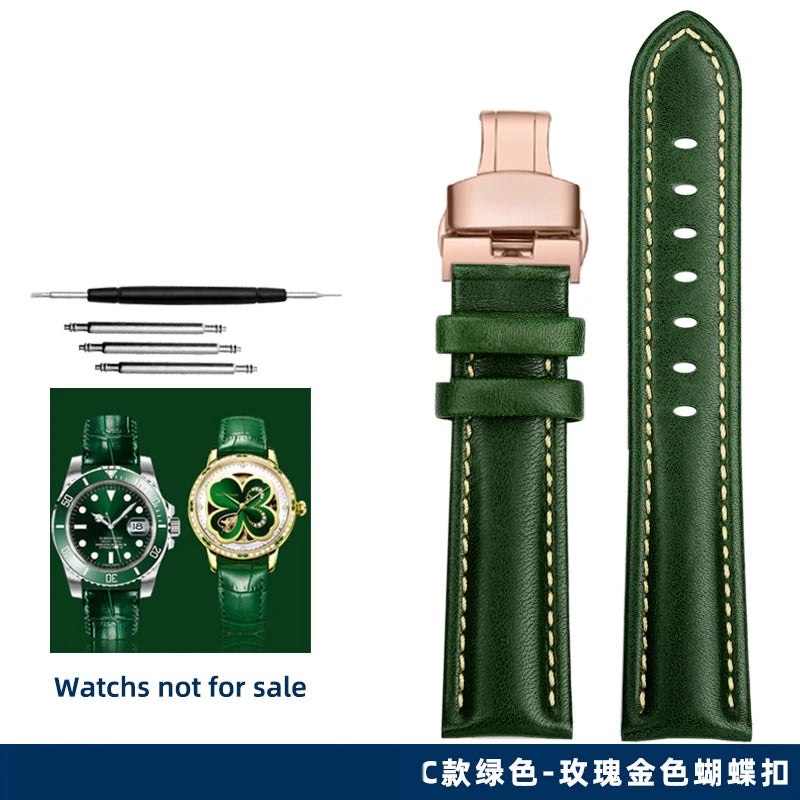 Green butterfly watch strap, 12mm, 14mm, 16mm, 18mm, 20mm, 22mm, high quality, casual, business, watch strap, watch accessories