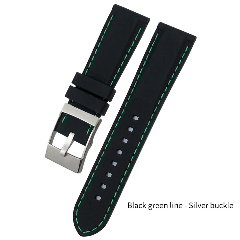 Bracelet de Montre en Caoutchouc de Silicone Souple, Coloré, pour Breitling SEIKO Longines Tudor mol, 20mm 21mm 22mm 23mm 24mm