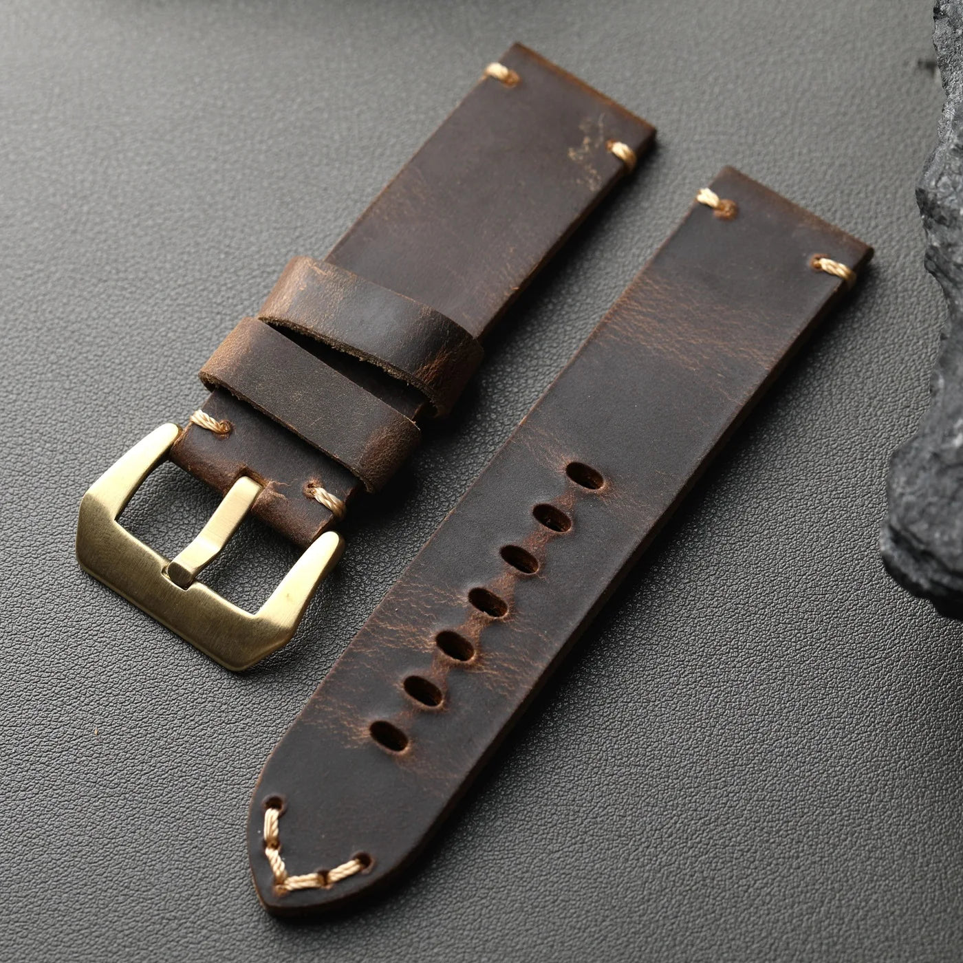 Cinturino in vera pelle di alta qualità, cinturino in bronzo, 20 22 23 24 26MM, cinturino spesso in pelle bovina da uomo, strato superiore italiano