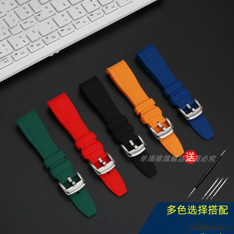 Bracelet de montre en caoutchouc à extrémité incurvée, 20mm 22mm, pour Casio Swordfish Duro MDV106-1A MDV-106/107-1A, bracelet de Sport étanche en Silicone