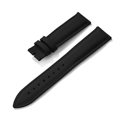 STAPELP – Fabric Sailcloth Strap, 18mm, 19mm, 20mm, 22mm, Top FKM + Leather Base, Textured Rubber Watch Straps, Quick Release Pin Buckle
