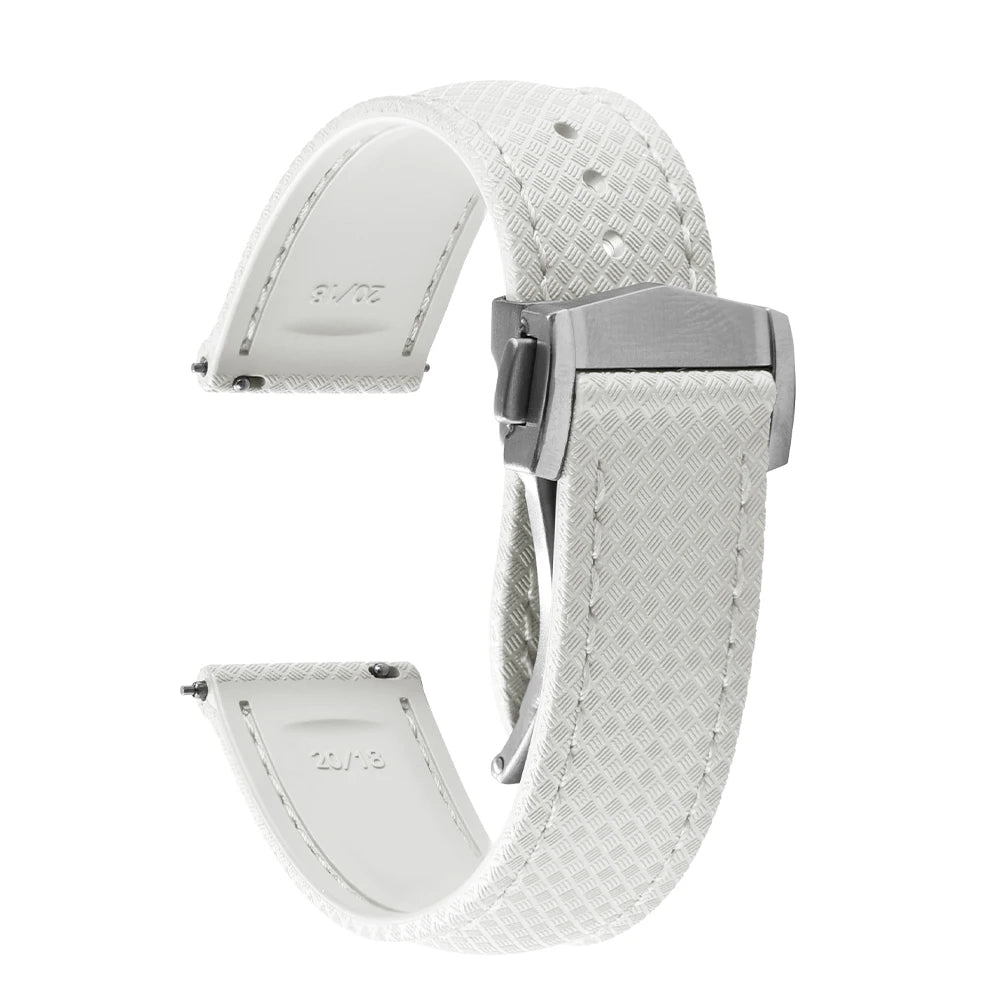 FKM Waterproof Rubber Watch Band Quick Release Deployment Clasp Straps 20mm 22mm Universal Watch Bracelet
