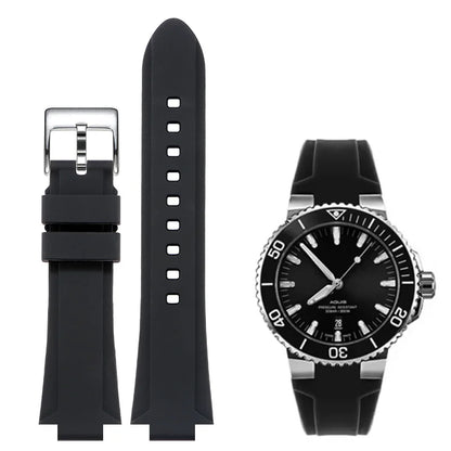 Cinturino in gomma siliconica con interfaccia convessa 24*11 per orologio subacqueo ORIS AQUIS, cinturino impermeabile con fibbia pieghevole