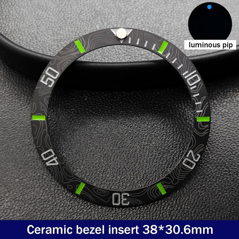 38mm x 30.6mm Sloped Ceramic Bezel GMT and Diving Watch Insert for 40mm Men's Watch Replacement Watch Bezel Inserts