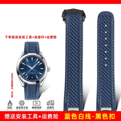 Correa de reloj de caucho y silicona, 20mm, adaptable a Omega Seamaster 300 AT150, para Rolex, negro, verde, Water Ghost, cierre desplegable