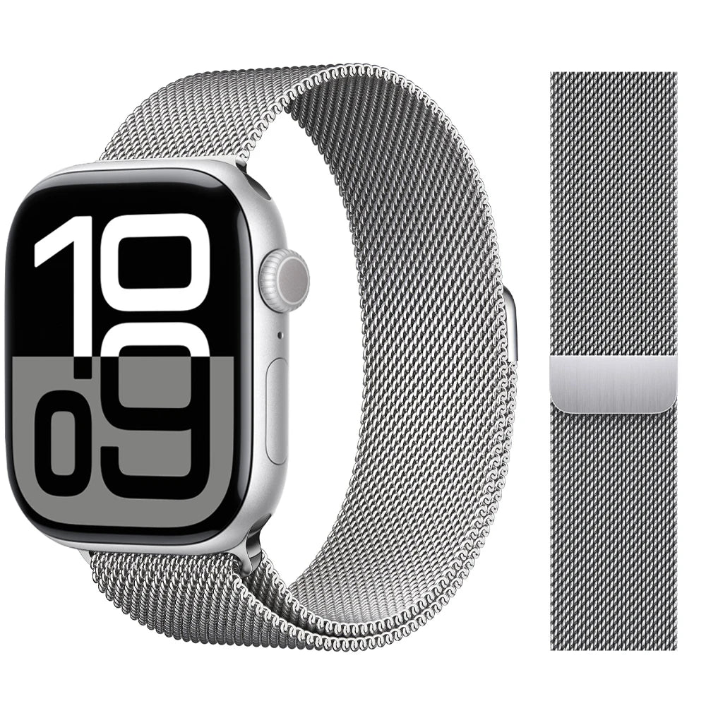 Apple Watch 米兰尼斯表带，46mm 44mm 45mm 40mm 42mm 41mm，适配 iWatch 系列 11 10 9 8 SE 7 6 Ultra 3 2