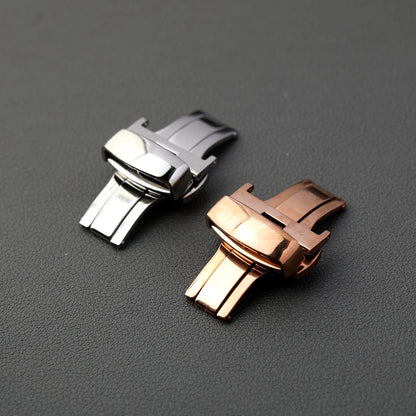 316L Stainless Steel Butterfly Buckle, 16 18 20MM Silver Rose Gold, Double Push Leather Strap Buckle, Watch Accessories