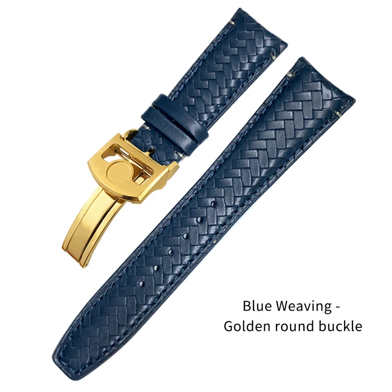 Bracelet de montre tissé en cuir de vachette pour IWC, bracelet de montre en cuir véritable, extrémité incurvée, marque de pilote portugaise, haute qualité, 20mm, 21mm, 22mm