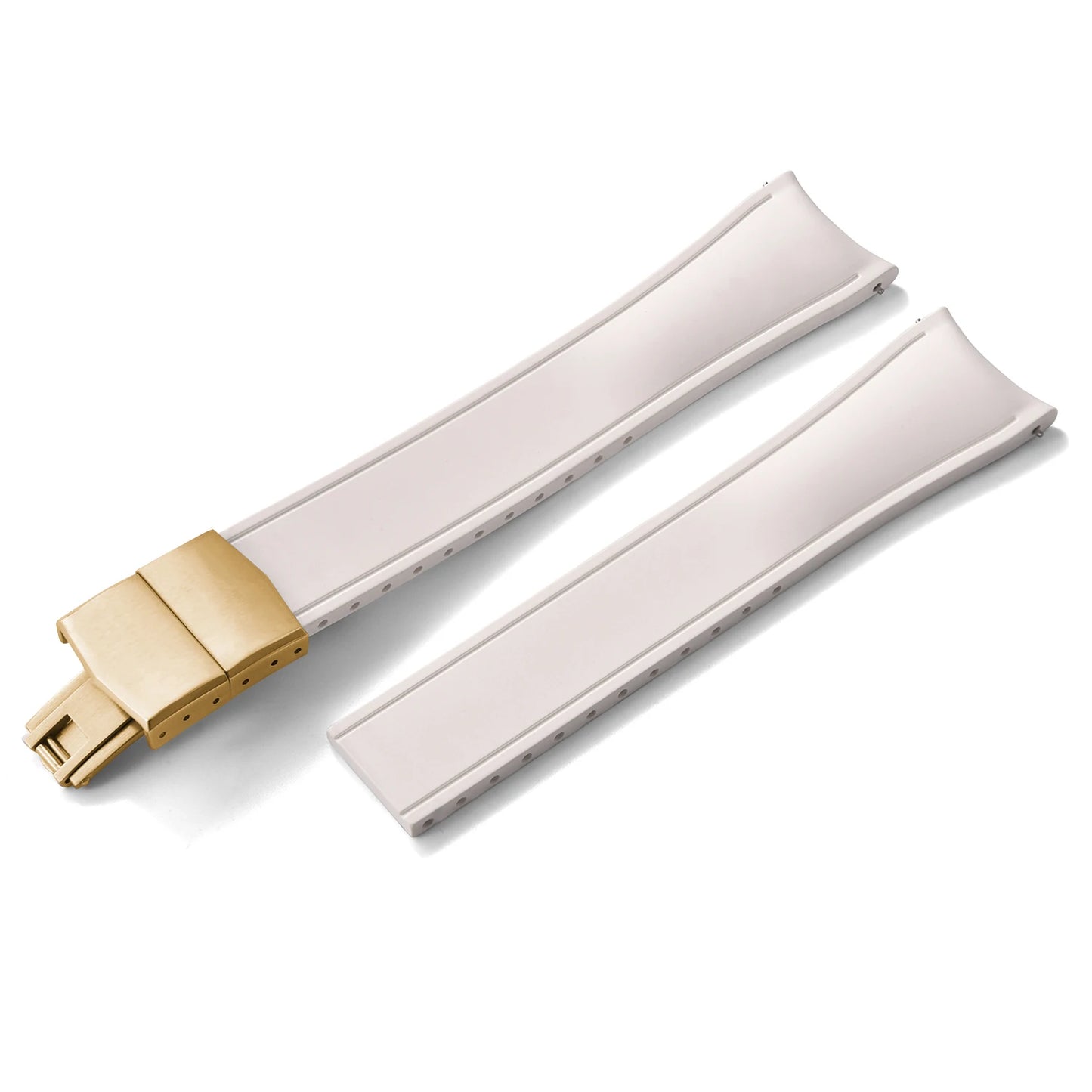 TONJETT for d-elug Curved FKM Rubber Watch Band 20mm 22mm Curved CTS Watch Strap Cut to Size Quick Release Butterfly Buckle