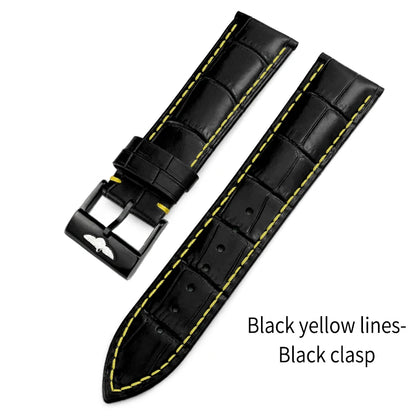 Bracelet de montre en cuir véritable 20mm 21mm 22mm pour Breitling Avenger Navitimer Chronomat Superocean Heritage Yellow Wolf