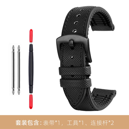 Bracelet de montre en Nylon et Silicone pour hommes, 20mm, 22mm, 24mm, étanche et respirant, en caoutchouc, accessoires