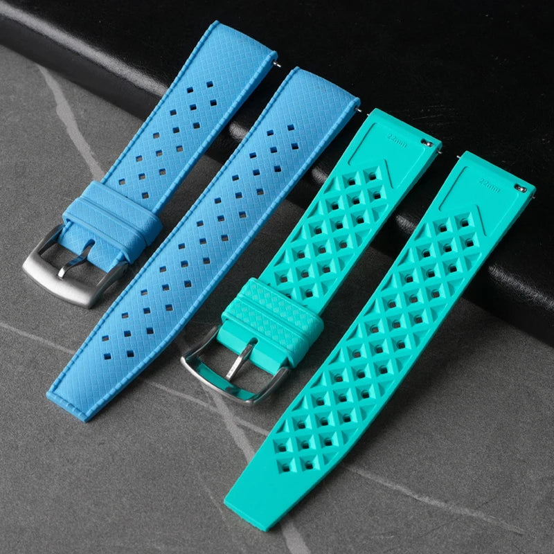 Bracelet de montre en caoutchouc fluoré, 20mm 22mm, libération rapide, Sport, étanche, FKM, pour hommes et femmes, bracelet de remplacement pour Seiko pour Citizen