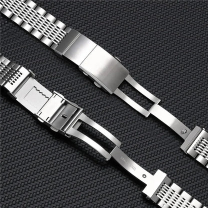 316L Stainless Steel Watch Buckle 16mm 18mm 20mm 22mm, Double Push Button Folding Clasp, Brushed Metal Watch Strap Clasp