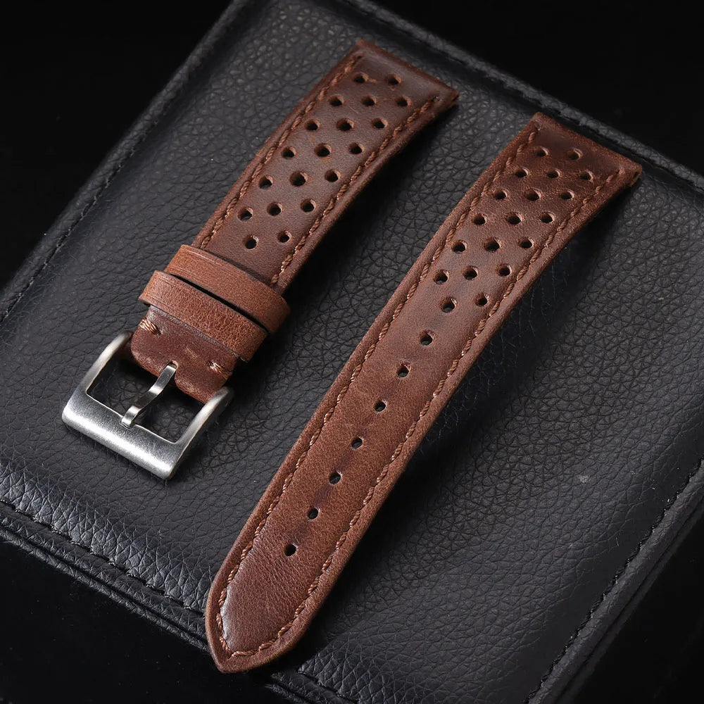 Bracelet universel en cuir de vache véritable, 18mm 20mm 22mm, pour Samsung Galaxy Watch 6 5 4, doux et respirant, rétro
