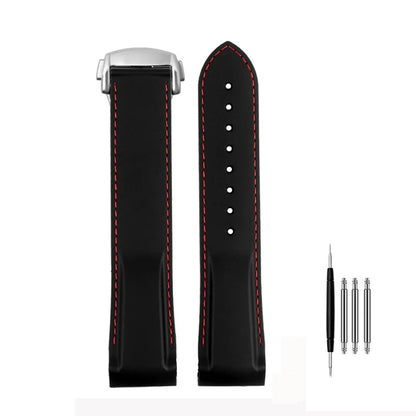 Cinturino per orologio da uomo in gomma e silicone, fibbia pieghevole, estremità curva, per Omega Seam84300 Speedmaster, 20 mm 21 mm 22 mm