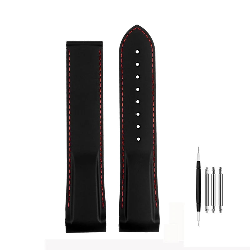 Cinturino per orologio da uomo in gomma e silicone, fibbia pieghevole, estremità curva, per Omega Seam84300 Speedmaster, 20 mm 21 mm 22 mm