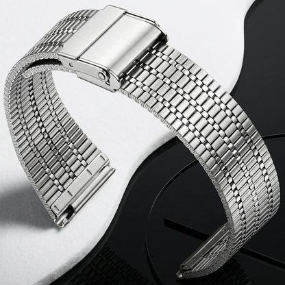 Correa de reloj de acero inoxidable de 20 mm 22 mm, correa de repuesto de malla metálica transpirable para hombres y mujeres con barra de resorte de liberación rápida