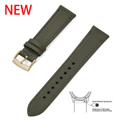 Leather and Nylon Watch Strap for Men and Women, 18mm 20mm 22mm, Quick Release, Universal, Suitable for Traditional Smartwatches