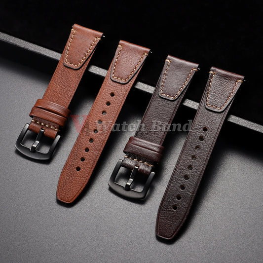 Vintage Genuine Cowhide Leather Watch Strap 18mm 20mm 22mm Quick Release Universal Retro Style for Women and Men